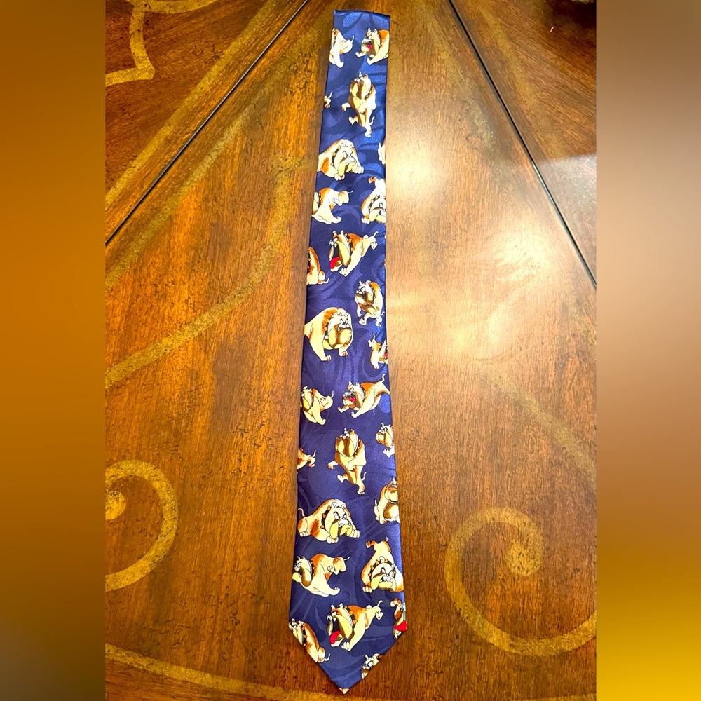 Steven Harris Blue Bulldog Pattern Tie